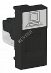 Розетка модульная компьютерная RJ-45 45х22,5 мм черная