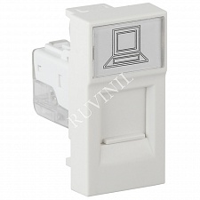 Розетка модульная компьютерная RJ-45 45х22,5 мм белая