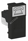 Розетка модульная телефонная RJ-11 45х22,5 мм черная